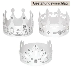 Kinderkronen aus Pappe, weiß, 6 Stück