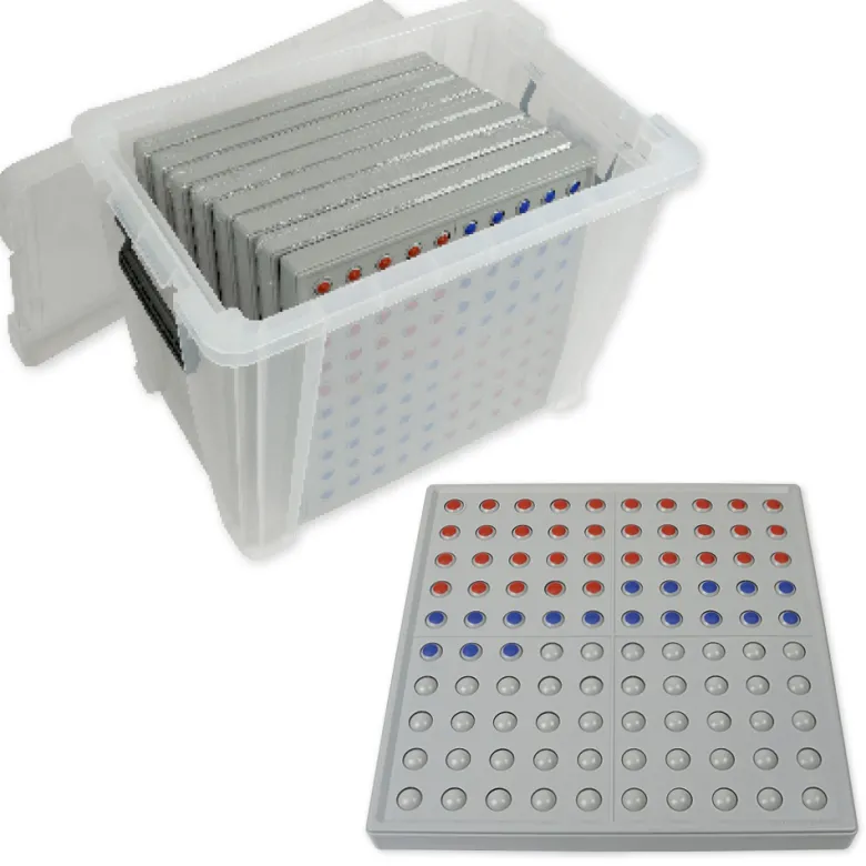 Klassensatz ABACO tricolor für 100-er Zahlenraum, rot-blau-grau, 8-tlg., in Box