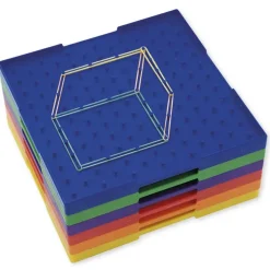 Klassensatz Geometrie-Brett doppelseitig (11x11 Stifte), 12 Stück in Box, 23x23 cm, bunt