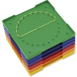 Klassensatz Geometrie-Brett doppelseitig (5x5 Stifte), 24 Stück in Box, 15x15 cm, bunt