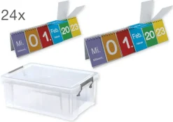 Klassensatz Klappen-Flipchart aus Pappe, Kalender, 24-tlg., in Box
