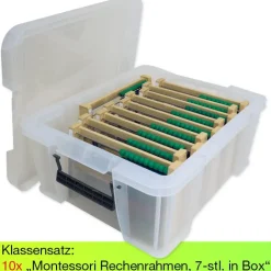 Klassensatz Rechenrahmen Montessori 7-stellig, 10-tlg., in Stapel-Box "Montessori Premium"