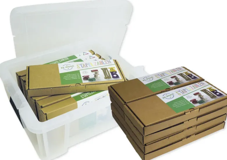 Klassensatz Stapel-Zahlen Montessori-Farben, 8-tlg., in Stapel-Box "Montessori Premium"