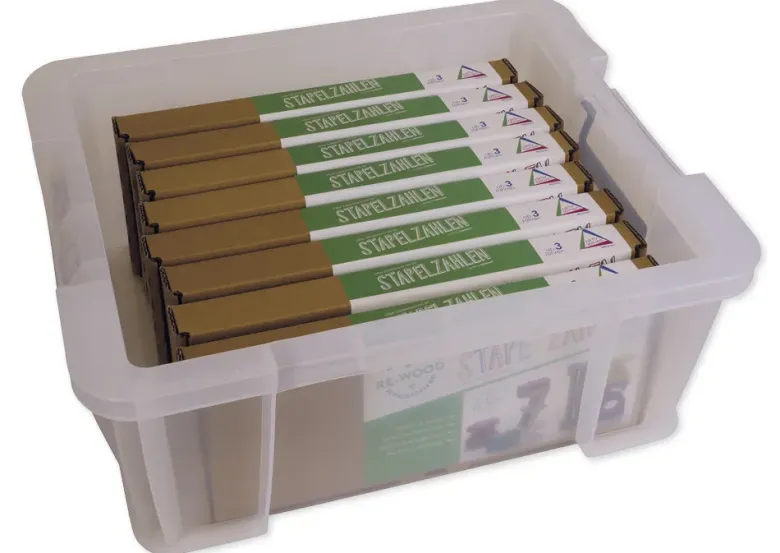 Klassensatz Stapel-Zahlen Montessori-Farben, 8-tlg., in Stapel-Box "Montessori Premium"