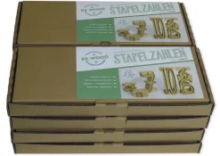 Klassensatz Stapel-Zahlen naturfarben, 8-tlg., in Stapel-Box