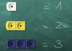 Klassensatz Steckwürfel rot/blau/grün/gelb, 21-tlg., in Stapel-Box