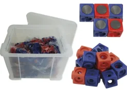 Klassensatz Steckwürfel rot/blau, 21-tlg., in Stapel-Box