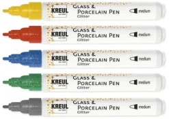 KREUL Porzellan-Stifte Glitter, Strichstärke 1-3 mm, 5 Stück