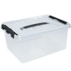 Kunststoff-Box stapelbar mit Tragegriff, transparent, 15 Liter