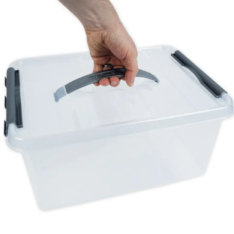 Kunststoff-Box stapelbar mit Tragegriff, transparent, 15 Liter
