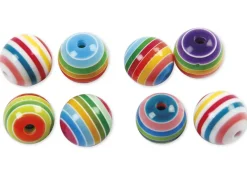 Kunststoff-Perlen gestreift, 12 mm ø, ca. 530 Stück