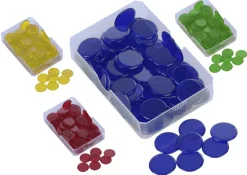 Kunststoff Plättchen transparent, einfarbig, 100 Stück in Box