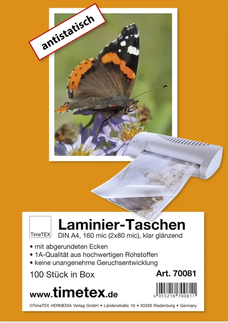 Laminier-Taschen A4 2x80 mic glänzend, 100 Stück