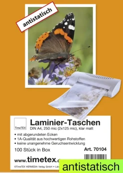 Laminier-Taschen A4 2x125 mic matt, 100 Stück
