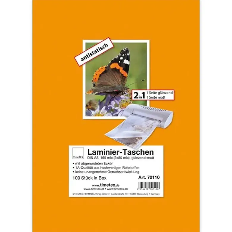 Laminier-Taschen 2in1 A3 2x80 mic glänzend-matt, 100 Stück