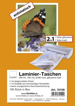 Laminier-Taschen 2in1 A4 2x80 mic glänzend-matt, 100 Stück