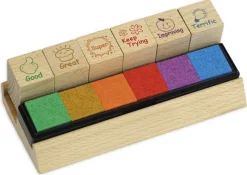 Lehrer-Stempel aus Holz "Englisch", 6-tlg.