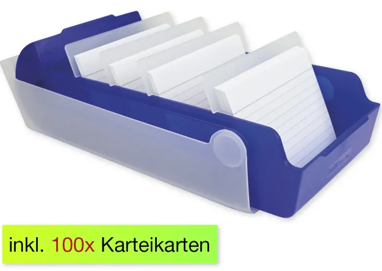Lernbox A7, Kunststoff, mit 100 Karten liniert
