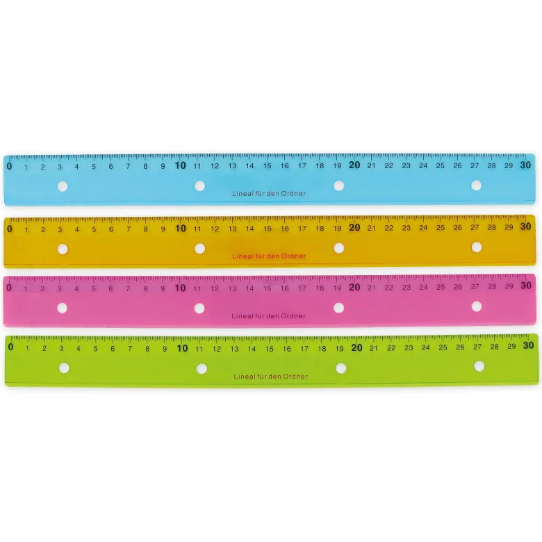 Lineal zum Abheften, 30cm, mit 4fach-Lochung