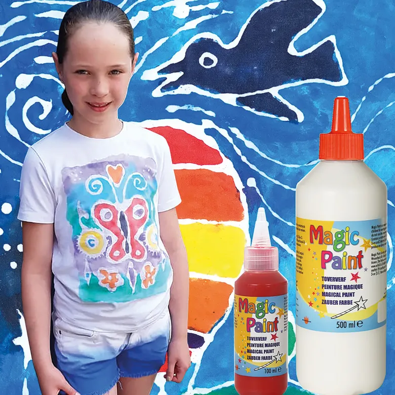 Magic Paint Zauberfarbe inkl. Textilmedium á 500 ml, 7-tlg.