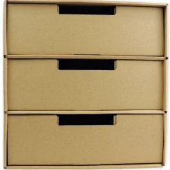 Natura-Schubladen-Box A4 mit 3 Schüben, aus Pappe