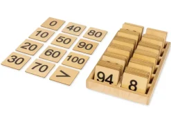 Nummernkarten Zahlenraum bis 100, 108-tlg. mit Holzrahmen