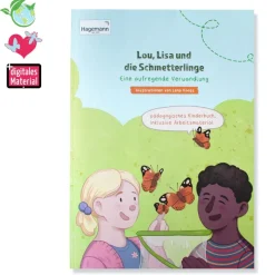 Pädagogisches Kinderbuch "Lou, Lisa und die Schmetterlinge – Eine aufregende Verwandlung", 56 Seiten