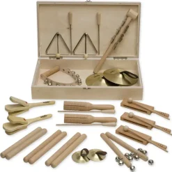 Percussion-Set, 18-tlg., in Holzbox