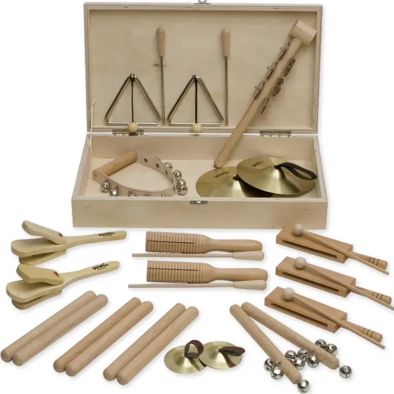 Percussion-Set, 18-tlg., in Holzbox