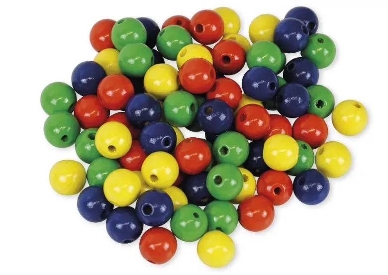 Perlen 12 mm, je 20 x rot, gelb, grün, blau