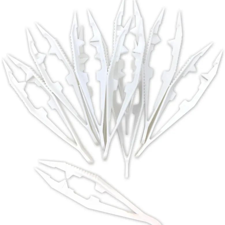 Pinzetten aus Kunststoff 11 cm, weiß, 10 Stück