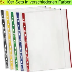 Prospekt-Hüllen A4 mit Duplex-Farbstreifen, 50 Stück