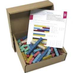 Rechenstäbe aus RE-Wood "Montessori-Farben", 100-tlg., im Karton "Montessori Premium"