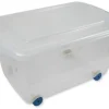 Roll-Box mit Deckel, 45 Liter, blaue Rollen