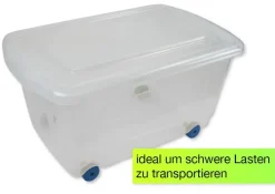 Roll-Box mit Deckel, 45 Liter, blaue Rollen