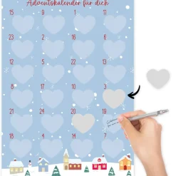 Rubbel-Adventskalender "Schnee und Herzen", 25-tlg.