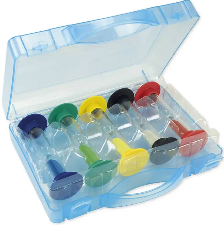 Sanduhren-Set 5 tlg., 15cm hoch, 5,5cm ø, im Koffer