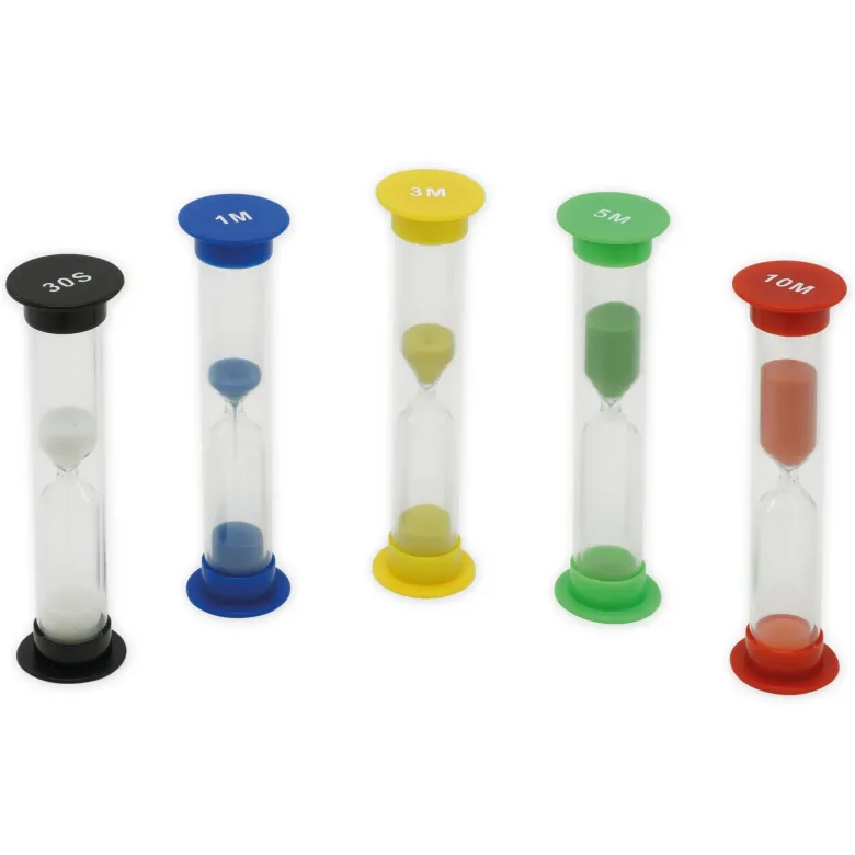 Sanduhren-Set 20-tlg., 9cm hoch, 2,5cm ø, in Koffer