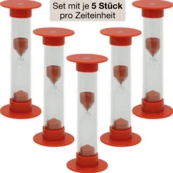 Sanduhren-Set 5-tlg., 10cm hoch, 2,5cm ø (1 Zeiteinheit)