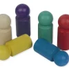 Satz Spielfiguren aus RE-Wood, farbig sortiert, 45 mm, 24 Stück