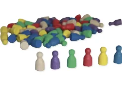 Satz Spielfiguren aus RE-Wood, farbig sortiert, 24 mm, 60 Stück
