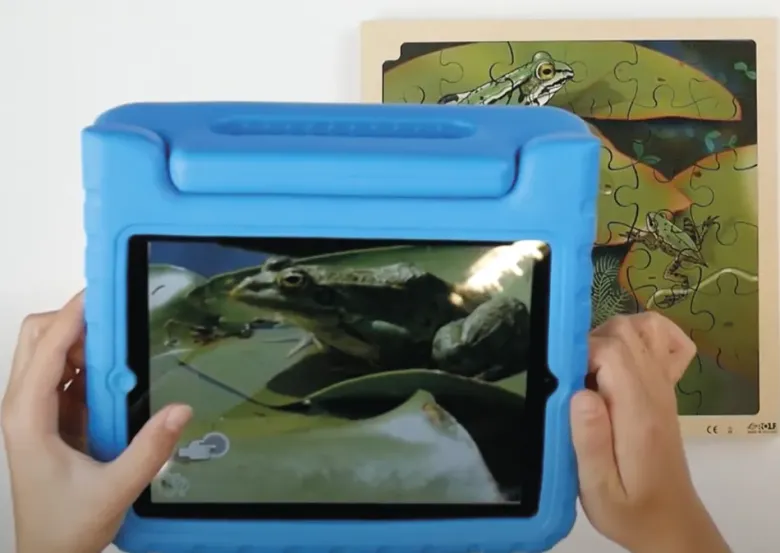 Schichten-Puzzle "Frosch" + gratis APP, 86-tlg.
