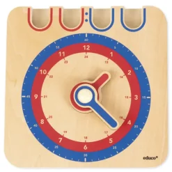 Schüler-Lern-Uhr 1-24 analog/digital, manuell, aus Holz