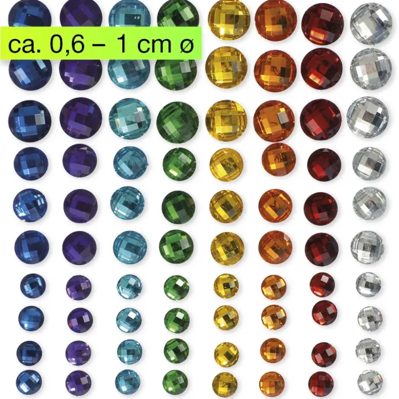 Schmuck-Steine "Regenbogen", selbstklebend, 80-tlg.