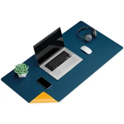 Schreibtisch-Unterlage zweifarbig, 90x45 cm, blau/gelb