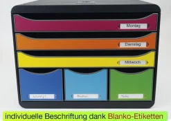 Schubladen-Box A4 "Regenbogen", Kunststoff mit 6 Schüben