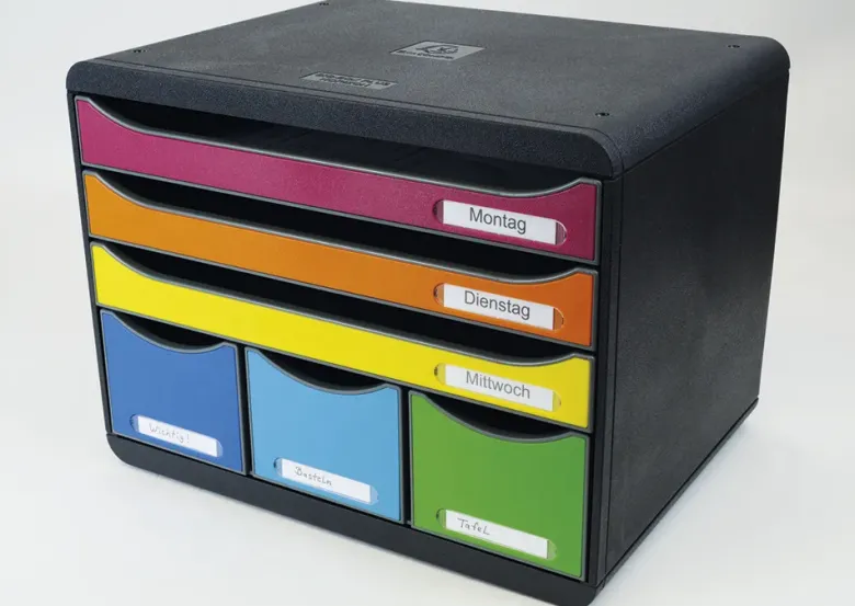 Schubladen-Box A4 "Regenbogen", Kunststoff mit 6 Schüben