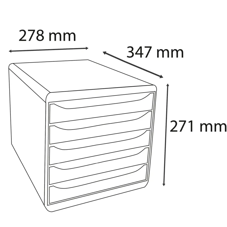 Schubladen-Box A4 "Regenbogen", Kunststoff mit 5 Schüben