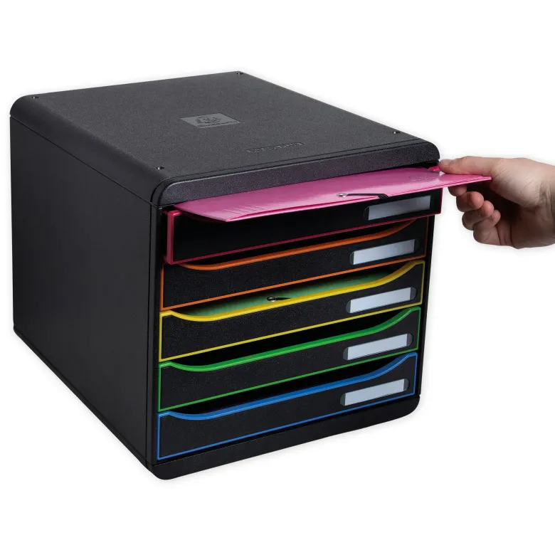 Schubladen-Box A4 "Regenbogen", Kunststoff mit 5 Schüben