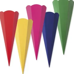 Schultüten zum Stecken, 68 cm hoch, 10 Stück in 5 Farben